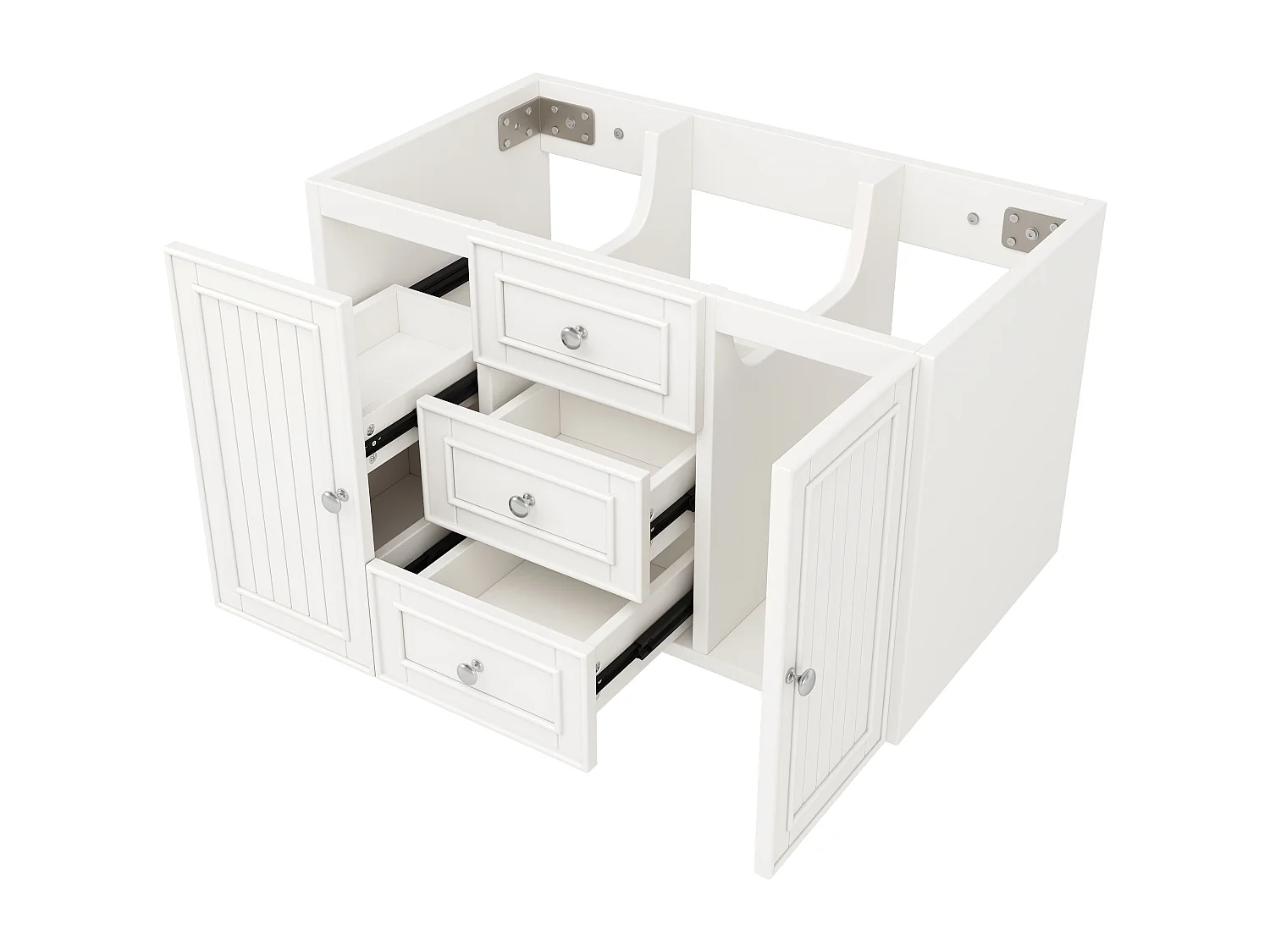 Meuble sous vasque de salle de bain suspendu avec 3 tiroirs et porte, MDF blanc - L78.5cm