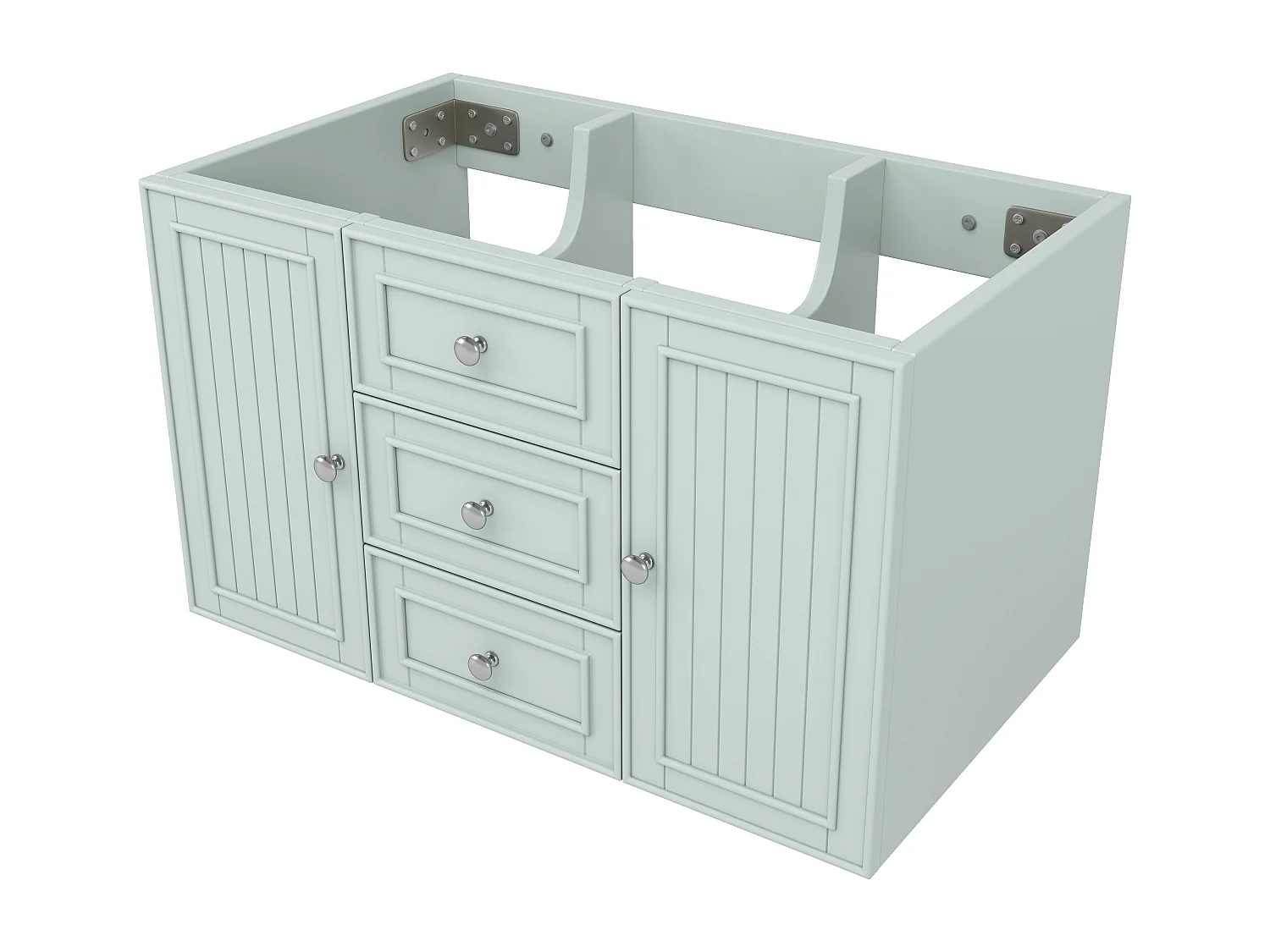 Meuble sous vasque de salle de bain suspendu avec 3 tiroirs et porte, MDF vert - L78.5cm
