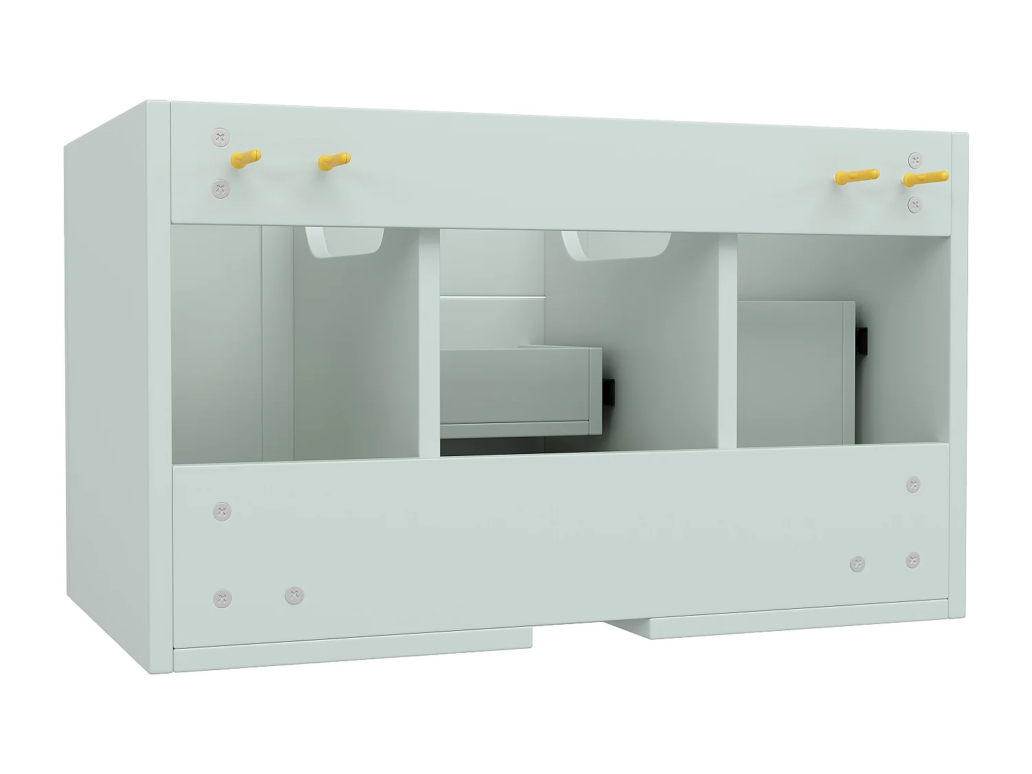 Meuble sous vasque de salle de bain suspendu avec 3 tiroirs et porte, MDF vert - L78.5cm