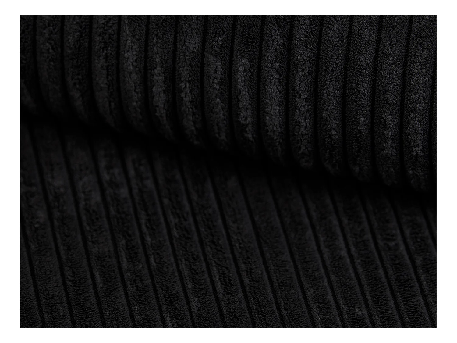  Canapé d'angle droit en velours côtelé noir ERYNEL