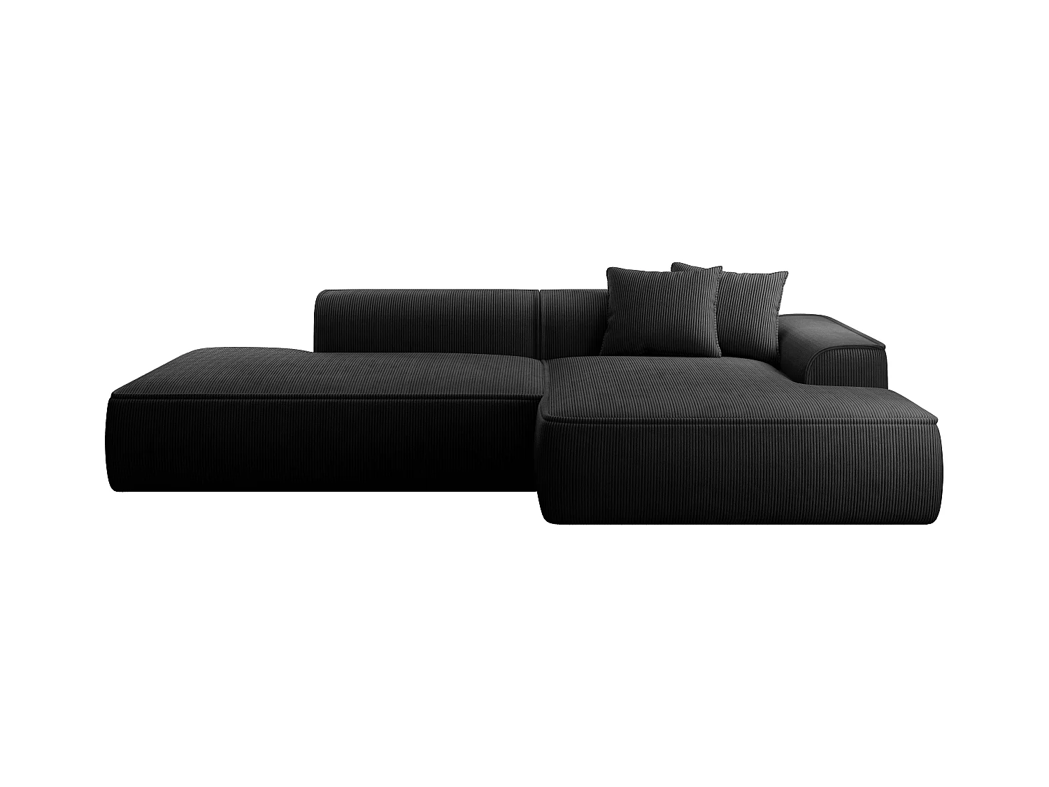  Canapé d'angle droit en velours côtelé noir ERYNEL