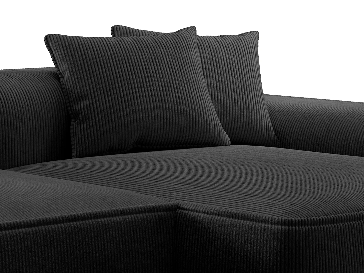 Svart manchestersammets hörnsofa höger ERYNEL