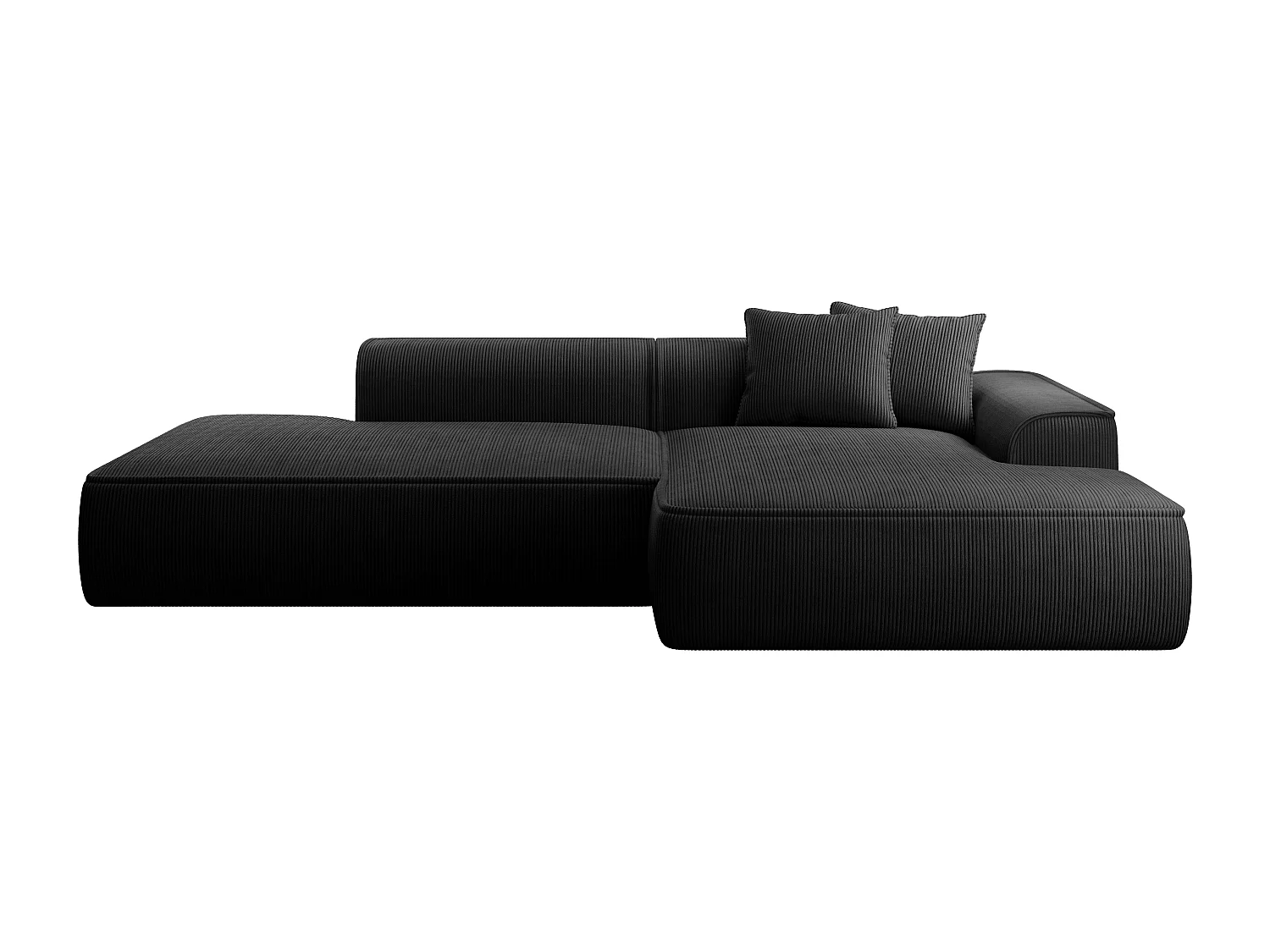 Svart manchestersammets hörnsofa höger ERYNEL