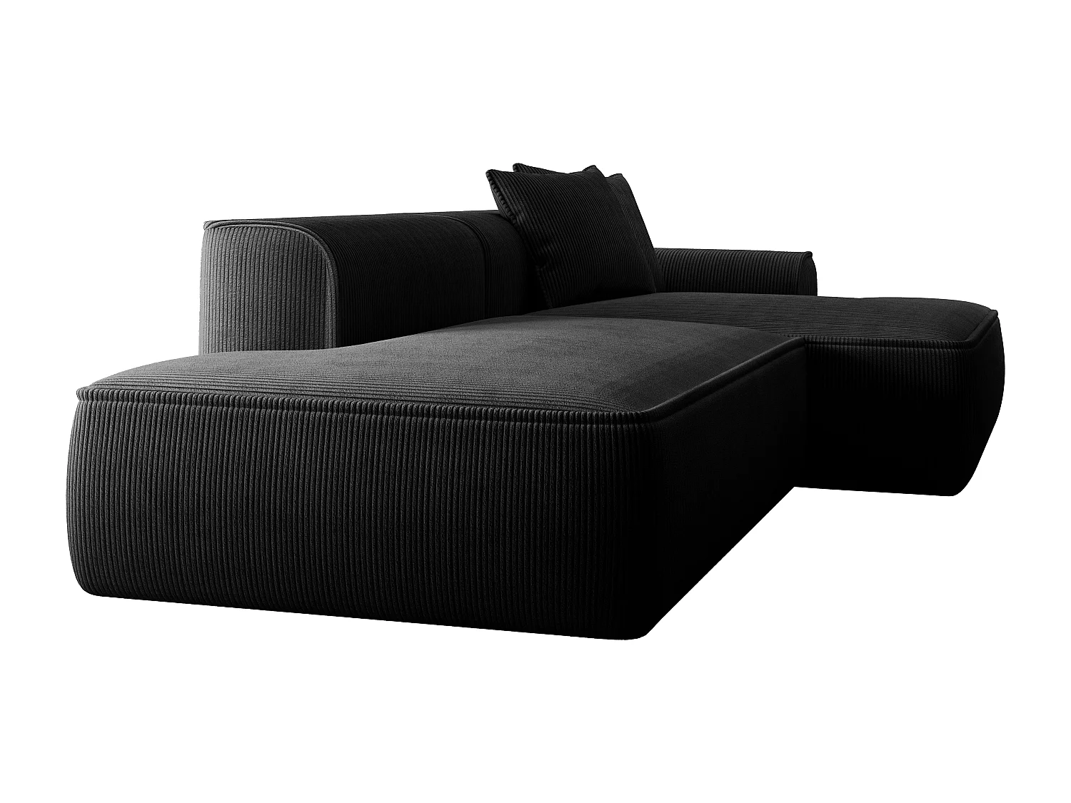 Svart manchestersammets hörnsofa höger ERYNEL