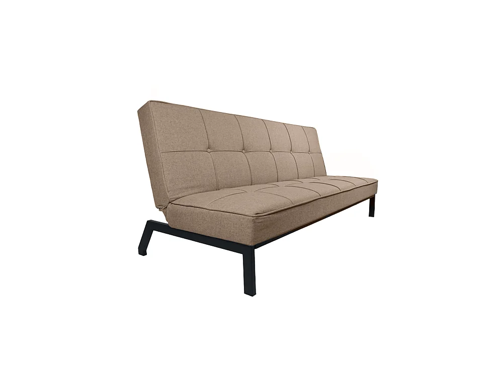 Sofá cama de 36-90x189x85-117 cm de 3 plazas tapizado en poliéster en color beige Louis