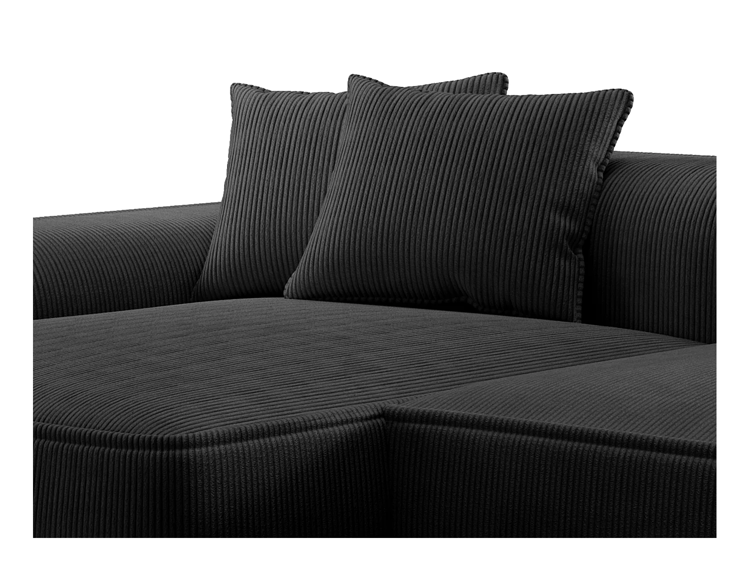 Canapé d'angle gauche en velours côtelé noir ERYNEL