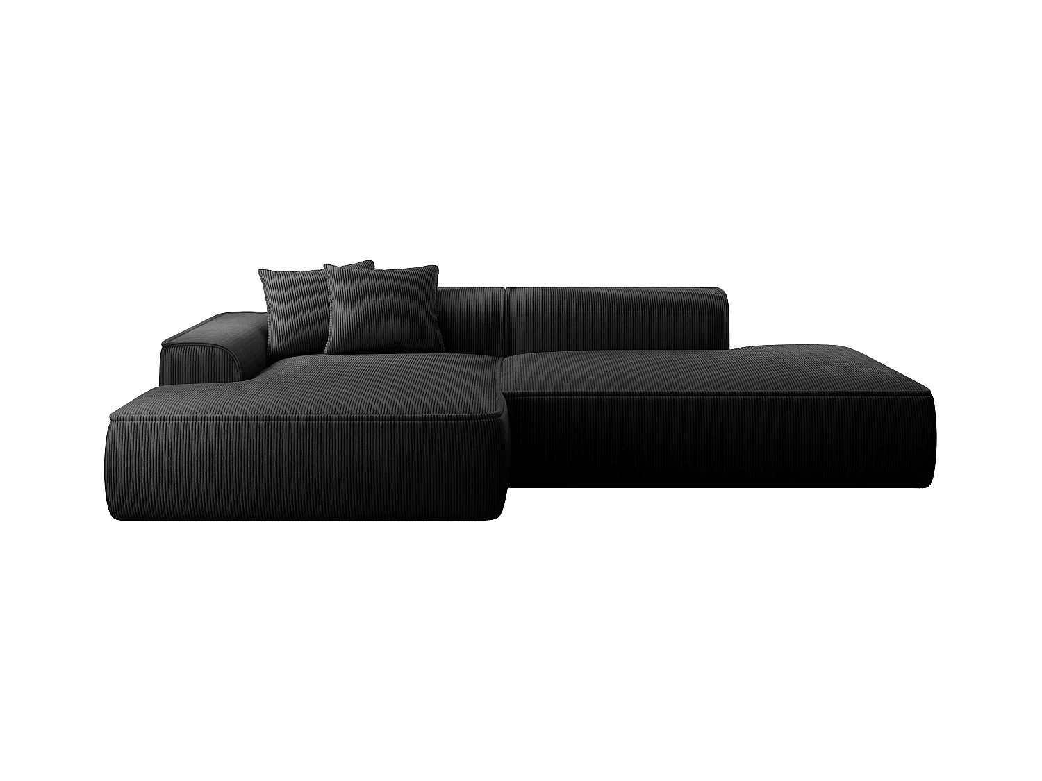 Canapé d'angle gauche en velours côtelé noir ERYNEL