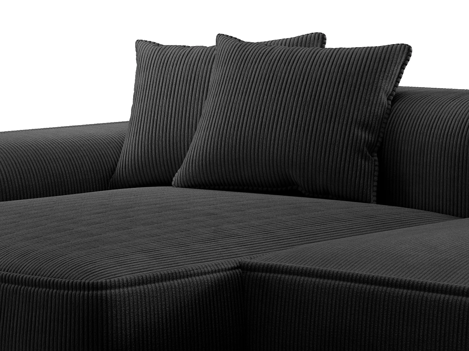 Vänstervänd hörnsvoffa i svart manchestertyg ERYNEL