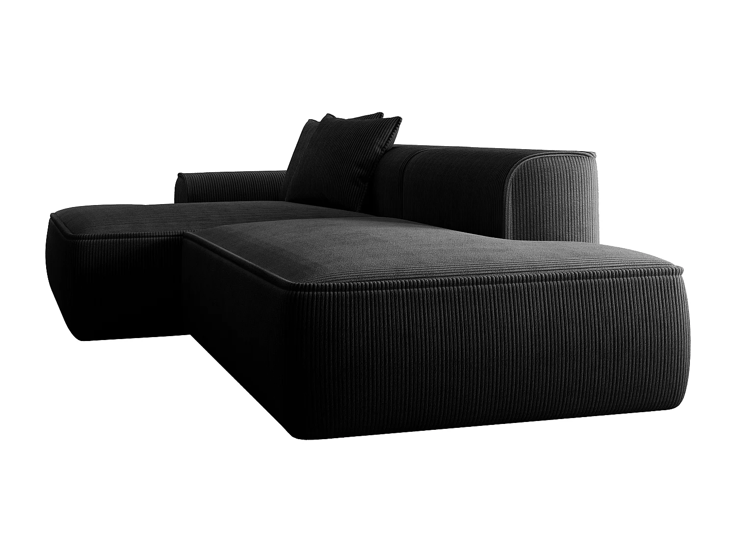 Vänstervänd hörnsvoffa i svart manchestertyg ERYNEL