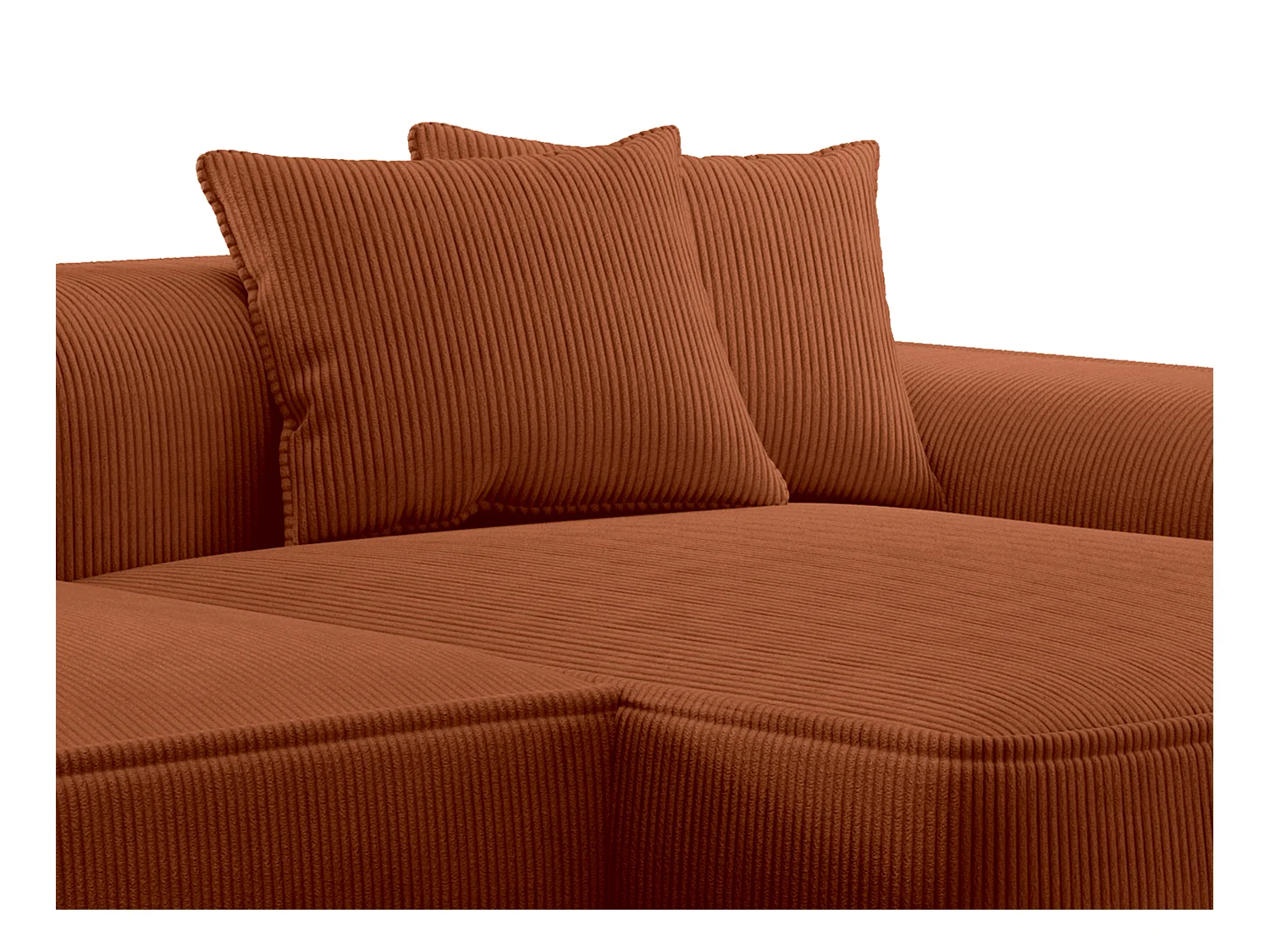  Canapé d'angle droit en velours côtelé terracotta  ERYNEL