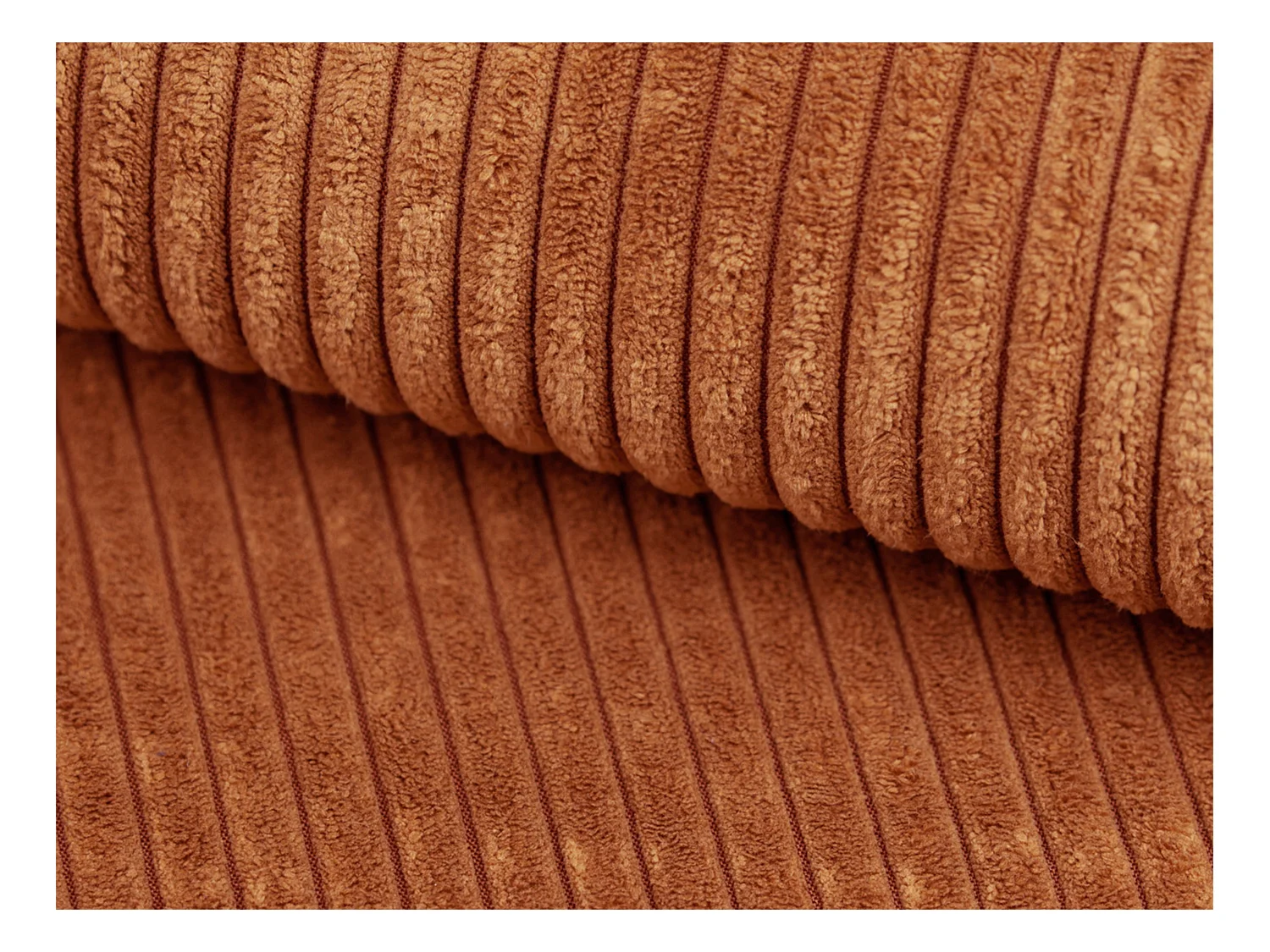  Canapé d'angle droit en velours côtelé terracotta  ERYNEL