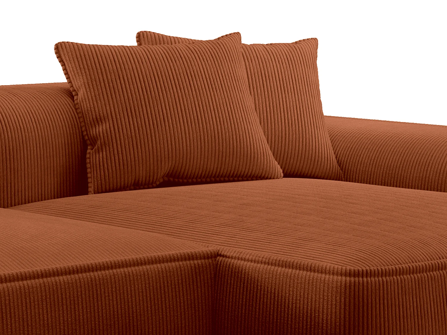  Högervänd vinkelformad soffa i manchestersammet i terrakotta  ERYNEL