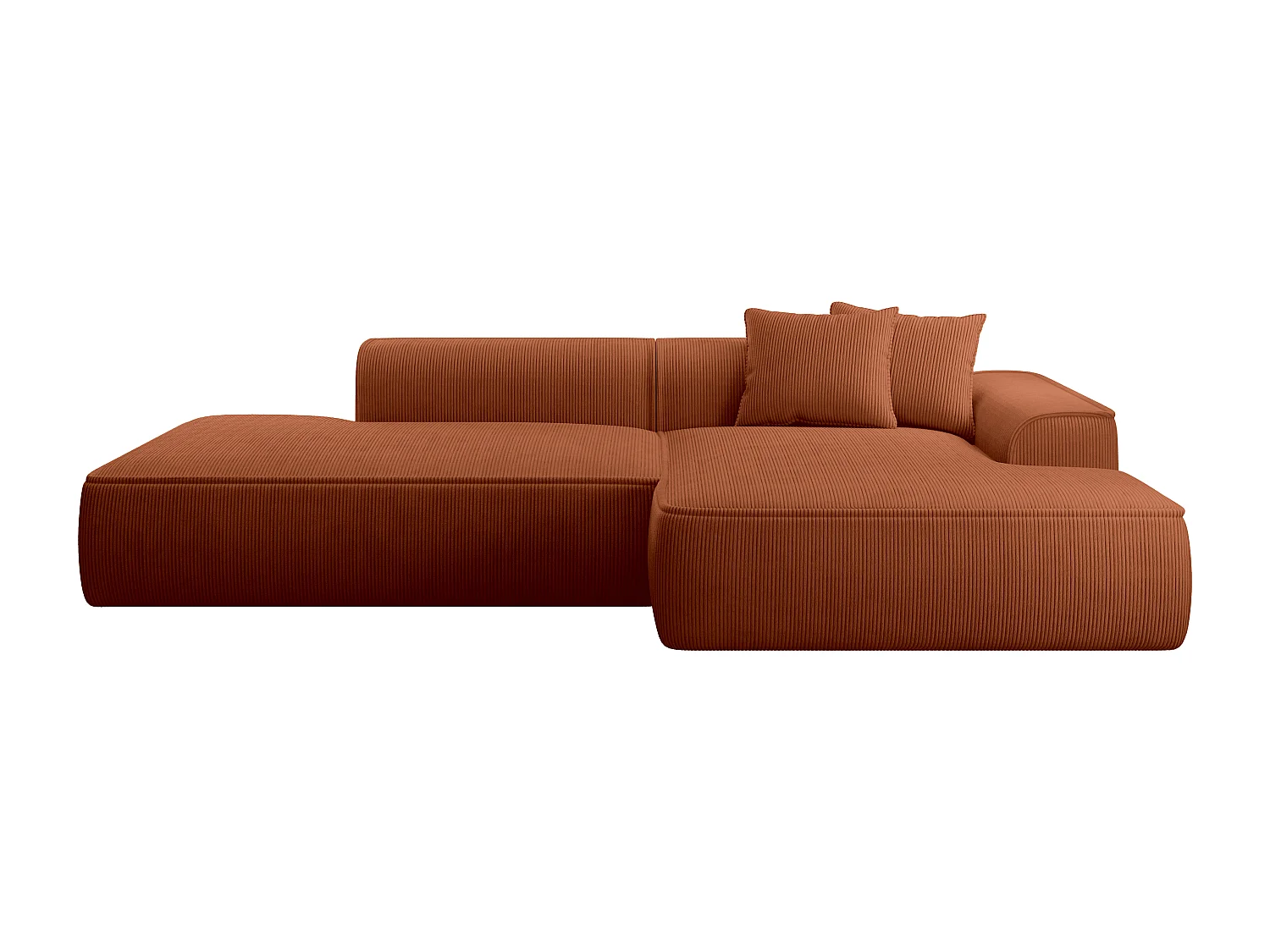  Högervänd vinkelformad soffa i manchestersammet i terrakotta  ERYNEL