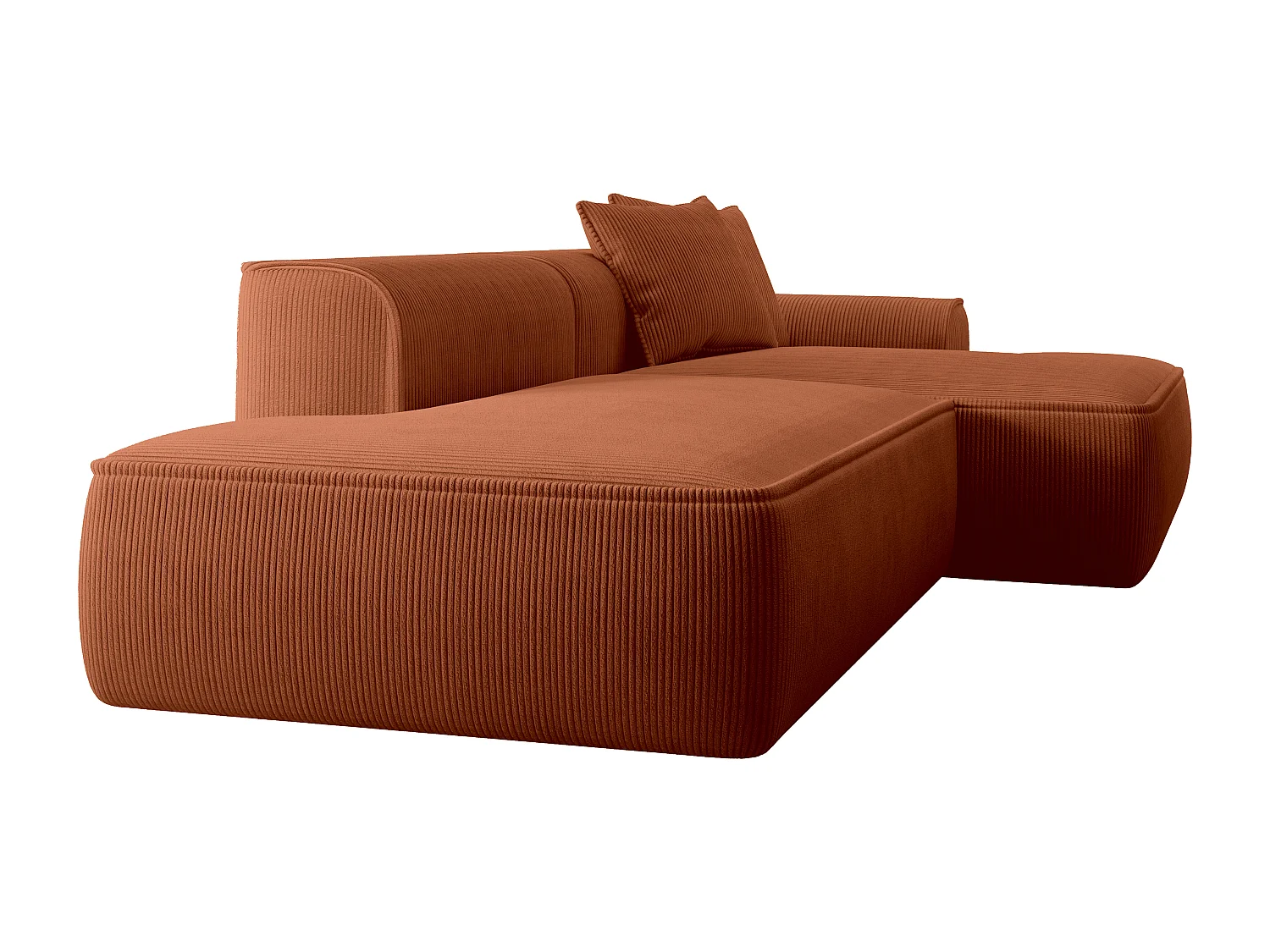  Högervänd vinkelformad soffa i manchestersammet i terrakotta  ERYNEL