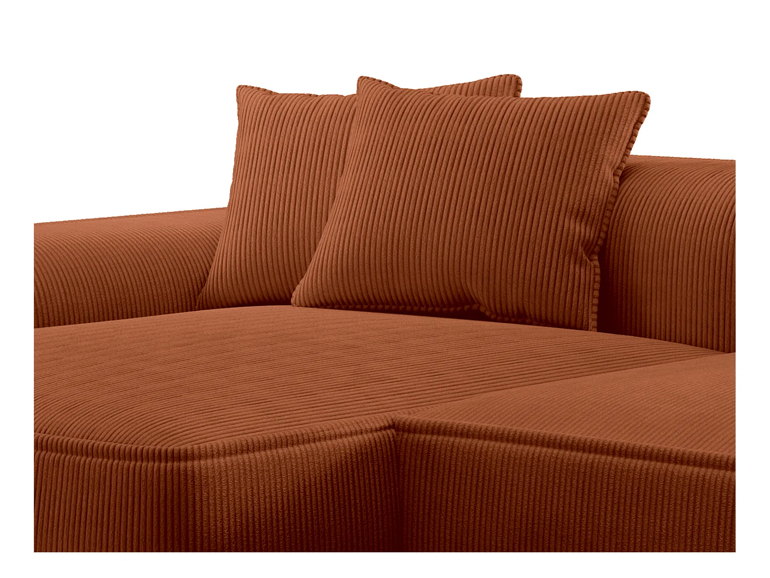 Canapé d'angle gauche en velours côtelé terracotta ERYNEL