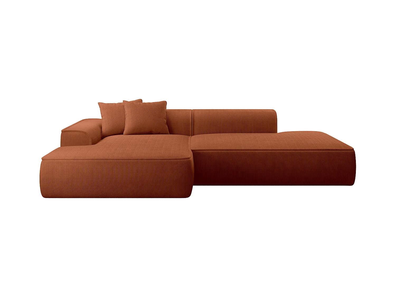 Canapé d'angle gauche en velours côtelé terracotta ERYNEL