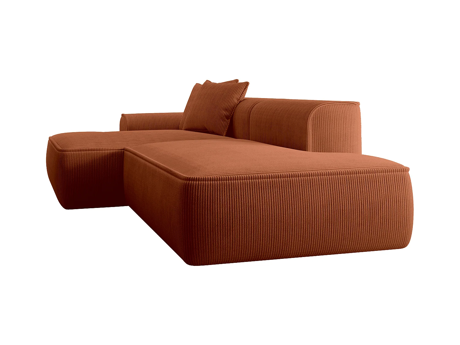 Canapé d'angle gauche en velours côtelé terracotta ERYNEL