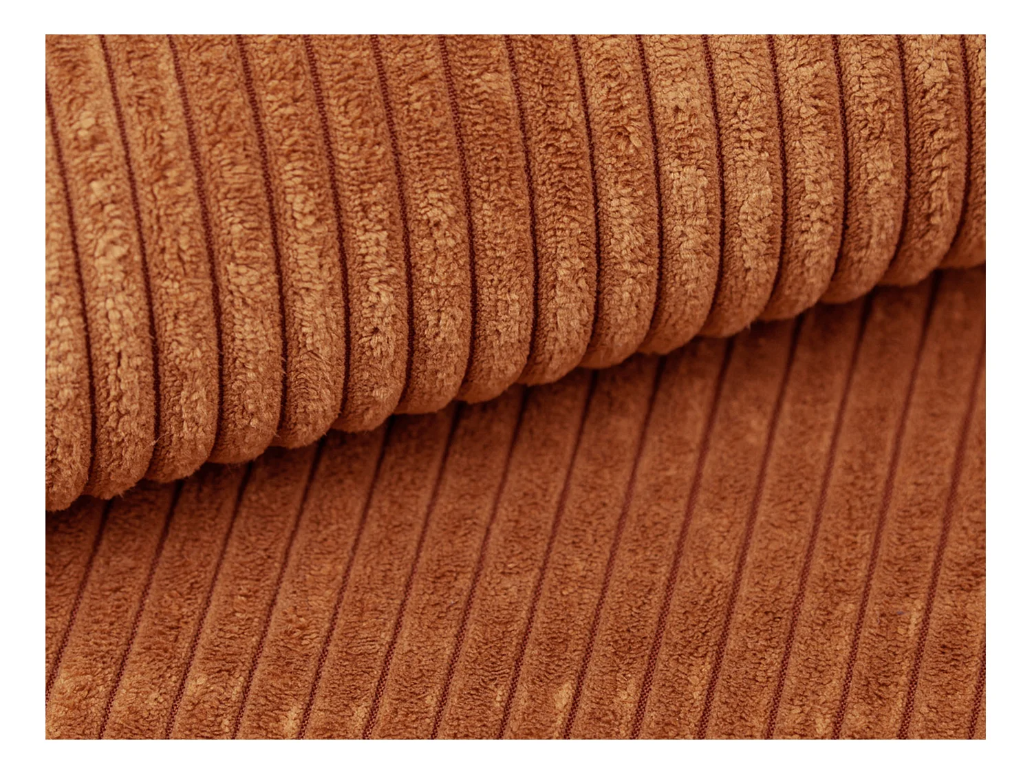 Canapé d'angle gauche en velours côtelé terracotta ERYNEL