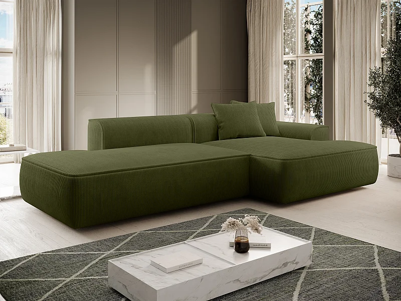 Ecksofa - Ecke rechts - Cord - Khaki - ERYNEL