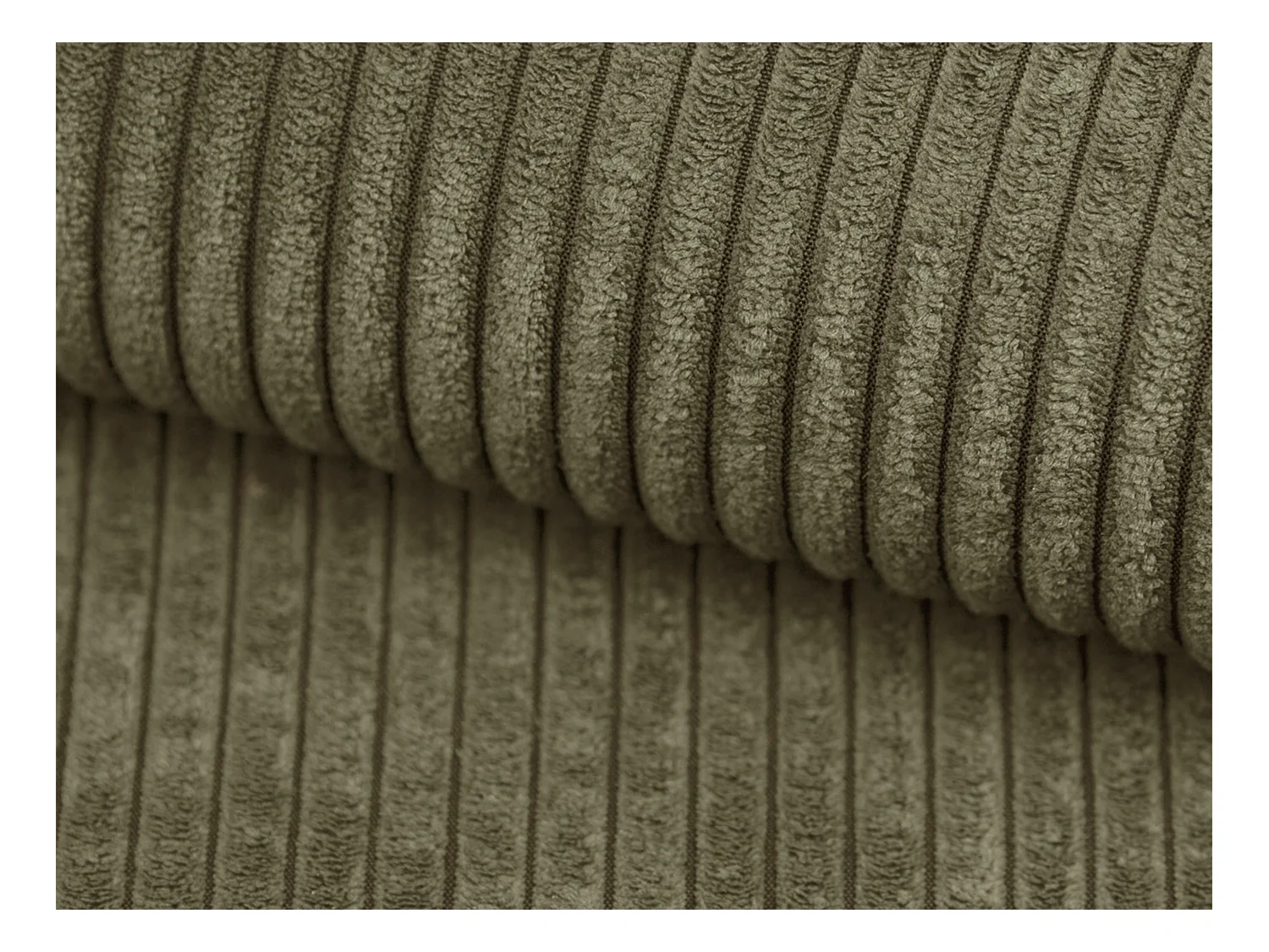  Canapé d'angle droit en velours côtelé vert kaki ERYNEL