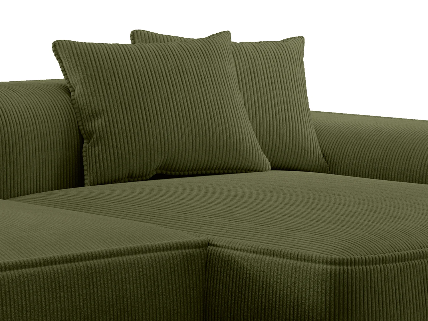 Höger hörnsoffa i manchestersammet i kaki-grönt ERYNEL