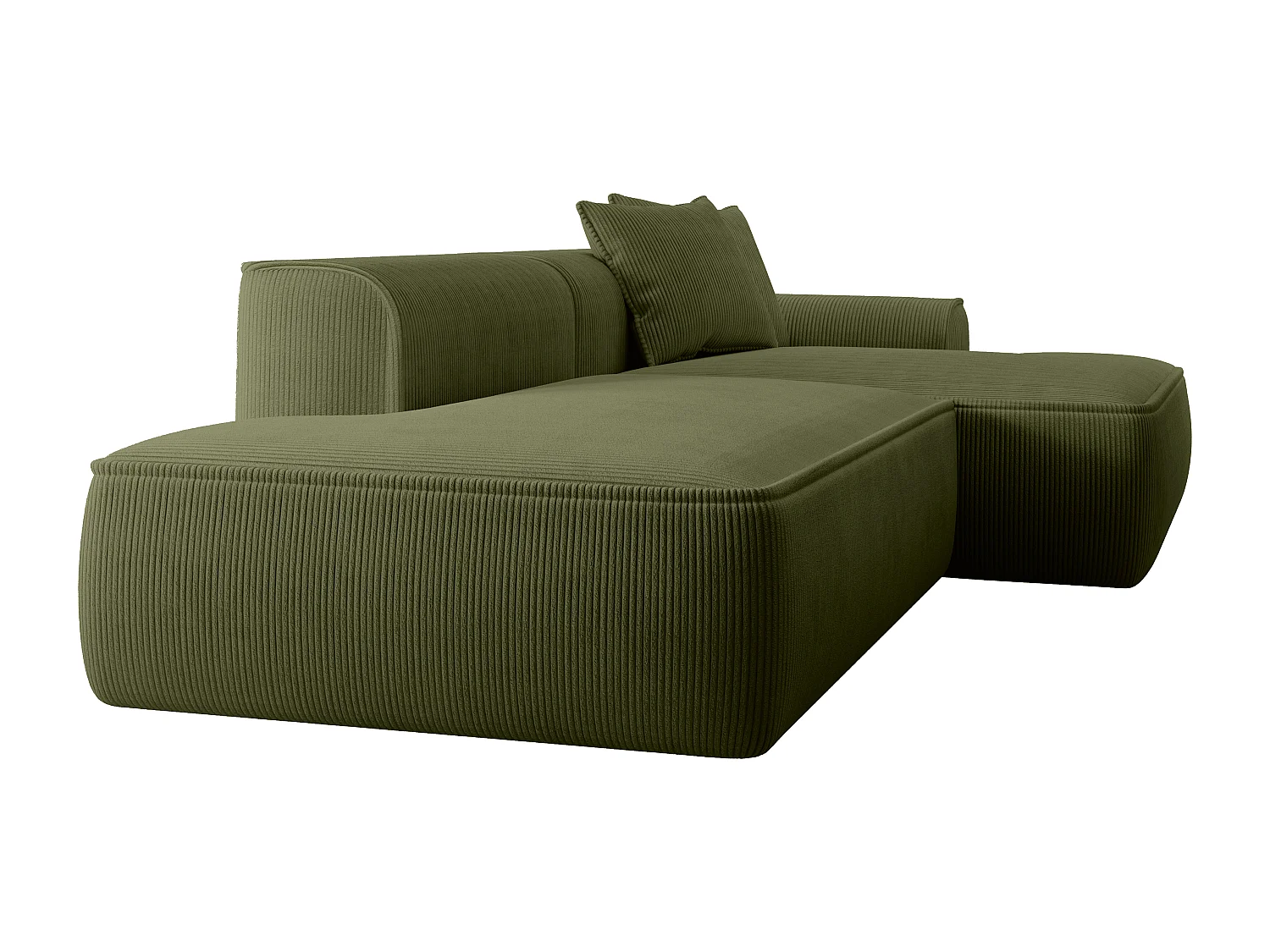 Höger hörnsoffa i manchestersammet i kaki-grönt ERYNEL