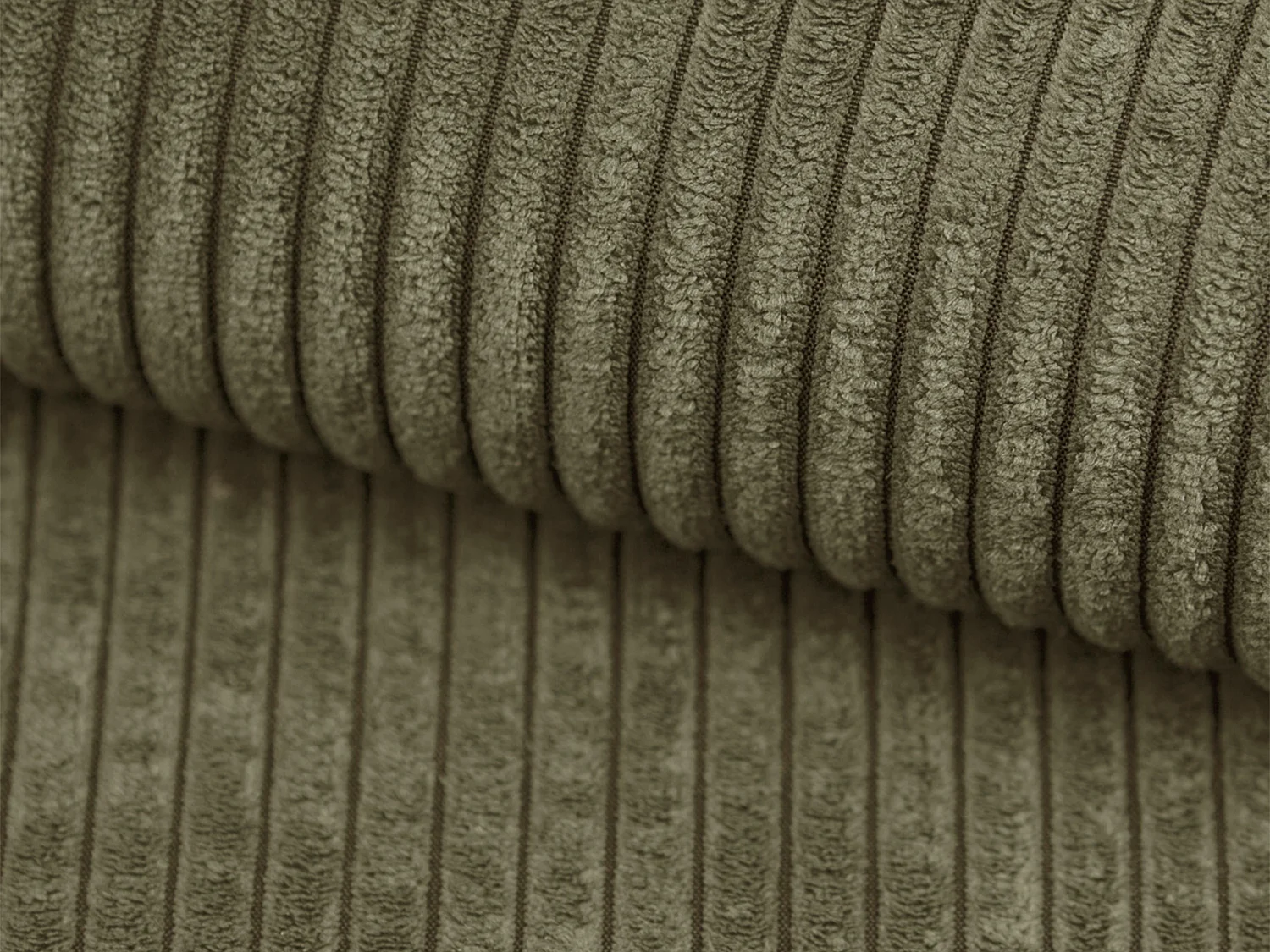 Höger hörnsoffa i manchestersammet i kaki-grönt ERYNEL