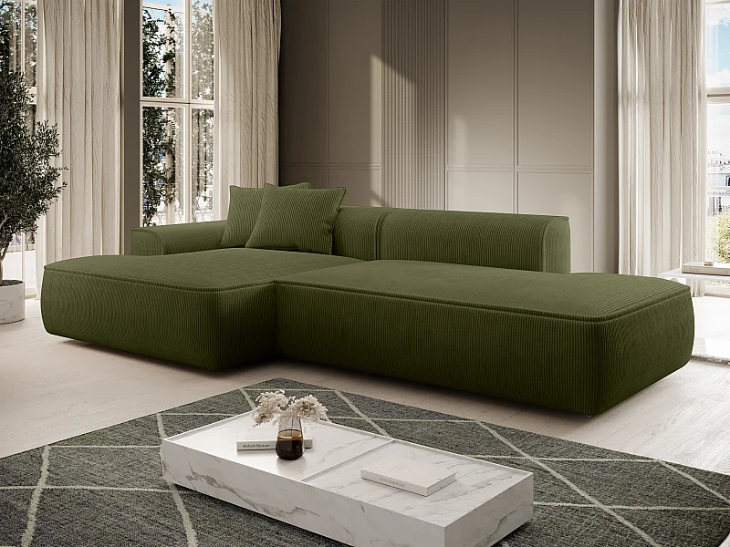 Ecksofa - Ecke links - Cord - Khaki - ERYNEL
