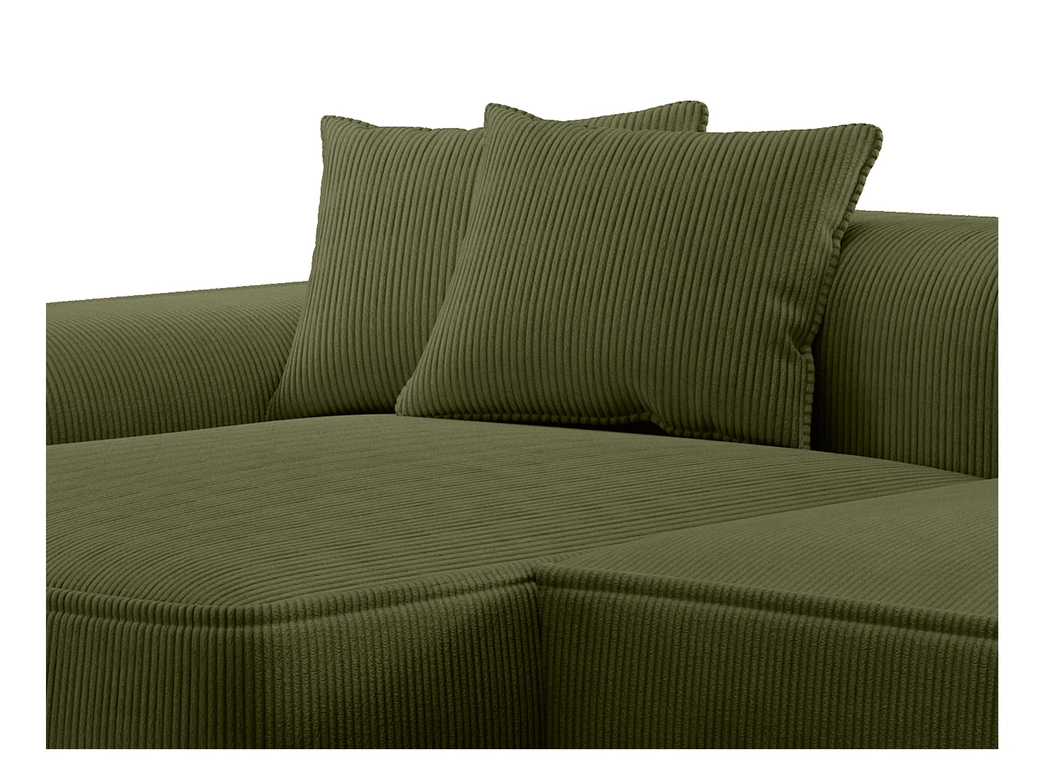 Canapé d'angle gauche en velours côtelé vert kaki ERYNEL