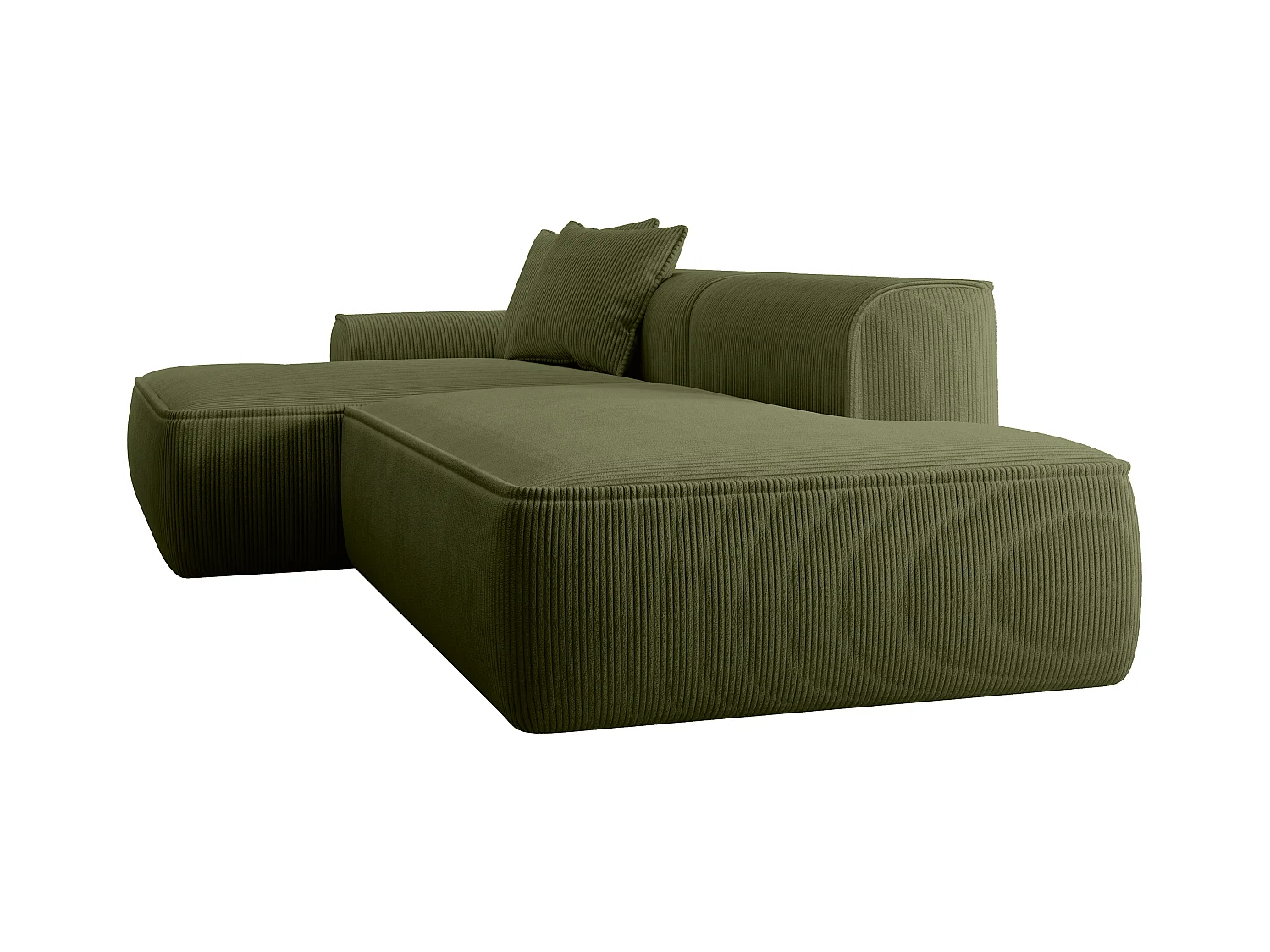 Canapé d'angle gauche en velours côtelé vert kaki ERYNEL