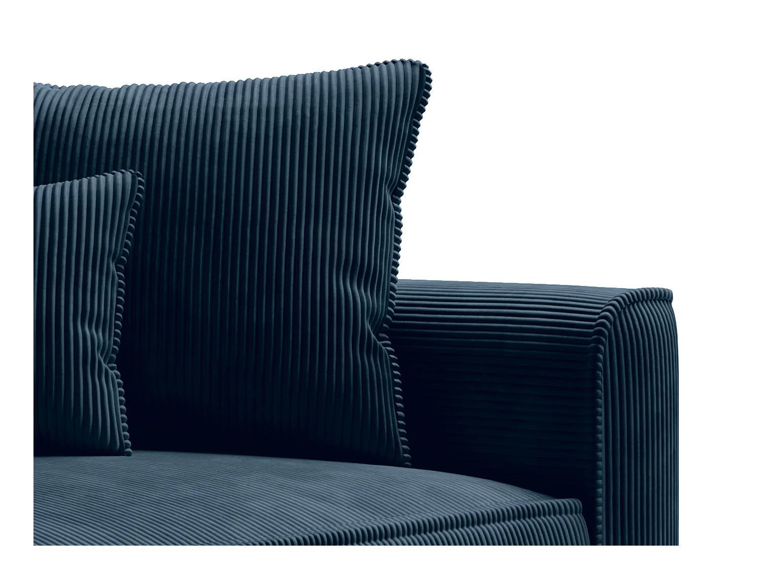 Méridienne droite en velours côtelé bleu PINETA