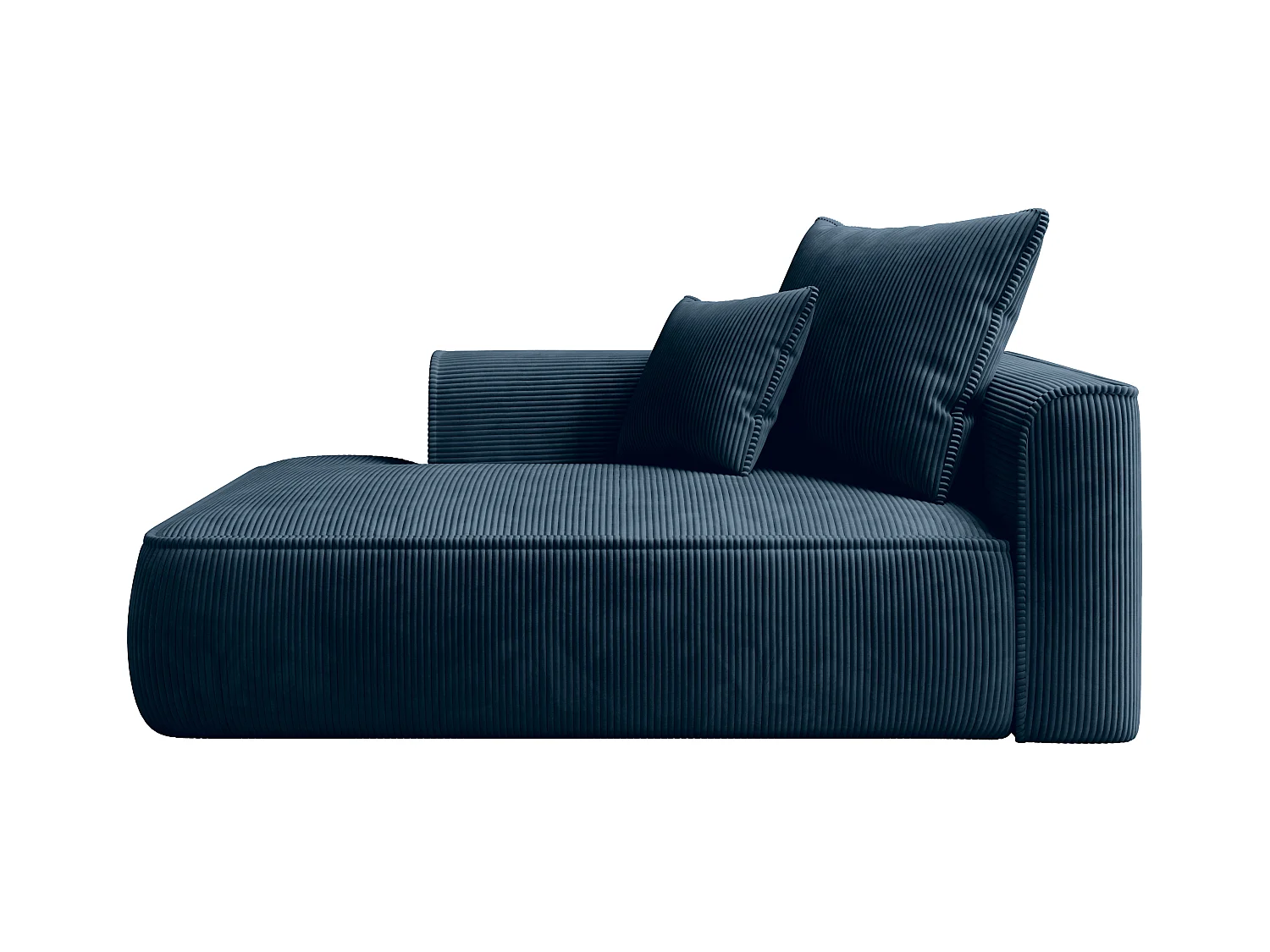 Méridienne droite en velours côtelé bleu PINETA