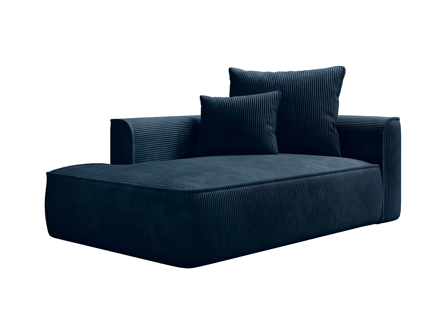 Højre chaiselong i blå fløjlsvelour PINETA