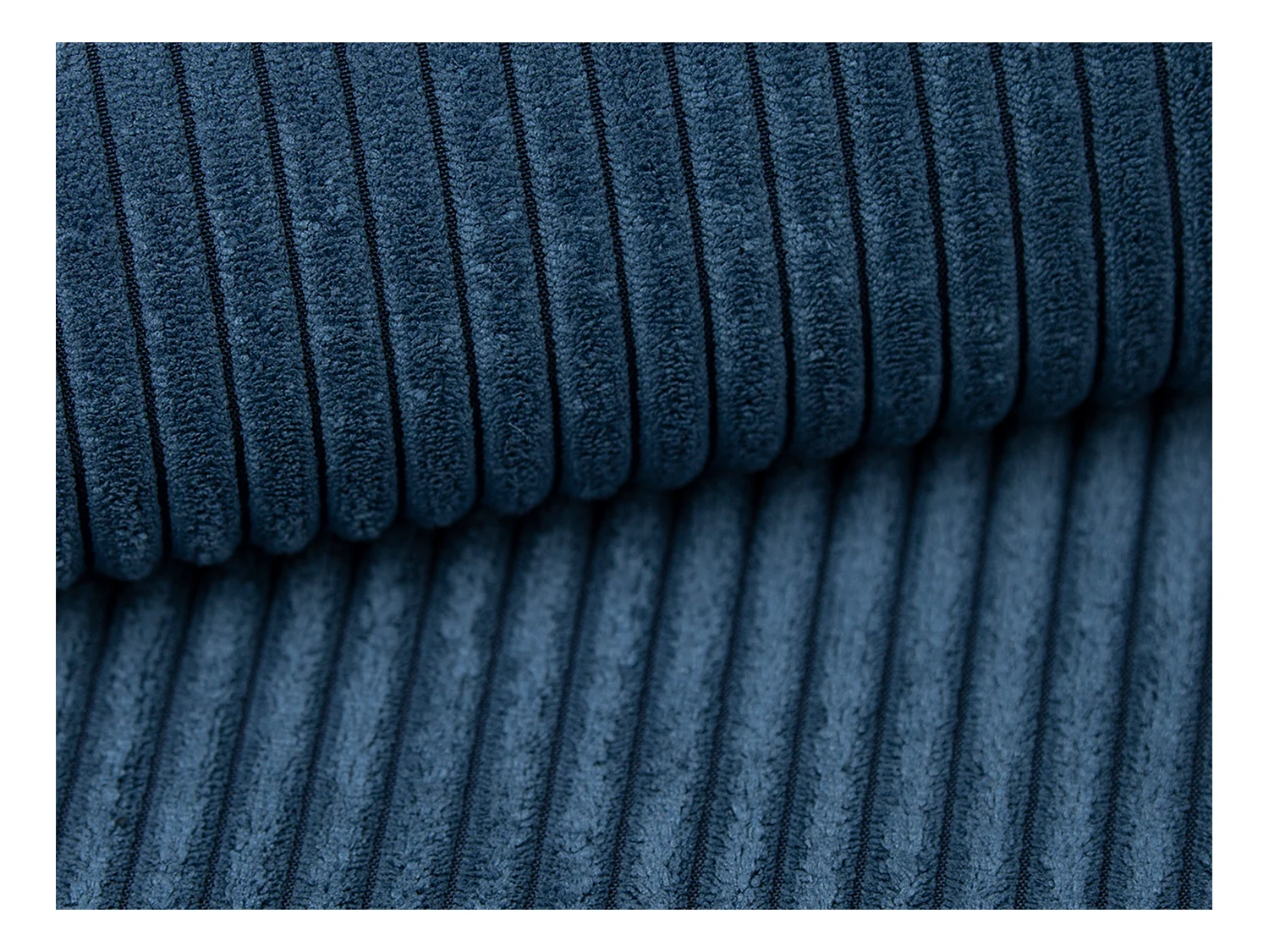 Højre chaiselong i blå fløjlsvelour PINETA