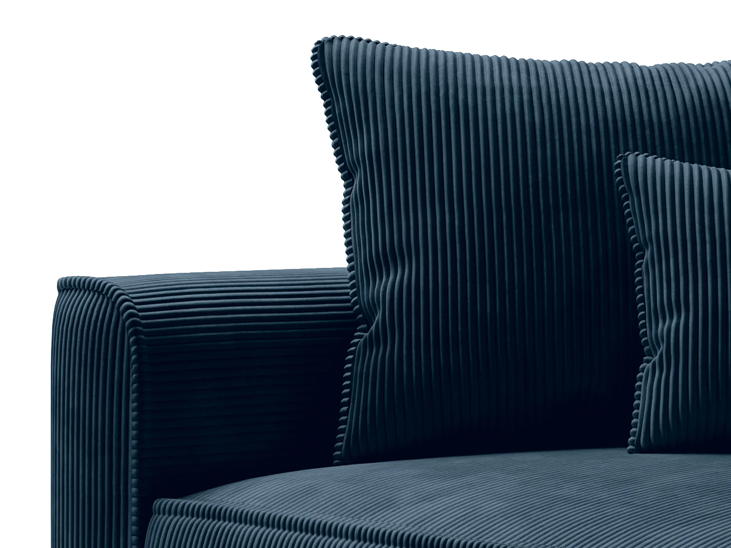 Méridienne droite en velours côtelé bleu PINETA