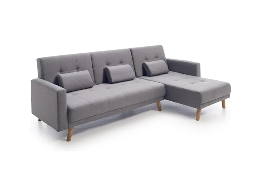 Sofá Chaise Longue de 87x263x150 cm convertible en cama con módulo reversible en gris Abu