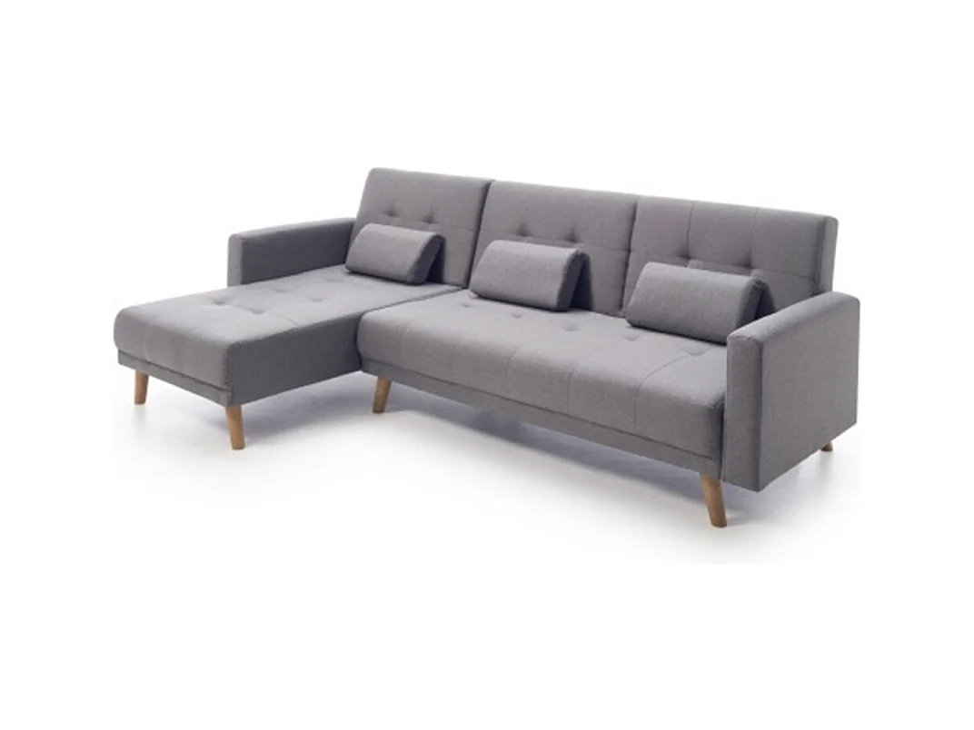 Sofá Chaise Longue de 87x263x150 cm convertible en cama con módulo reversible en gris Abu