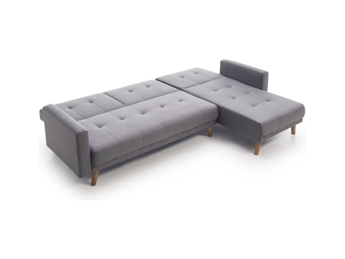 Sofá Chaise Longue de 87x263x150 cm convertible en cama con módulo reversible en gris Abu