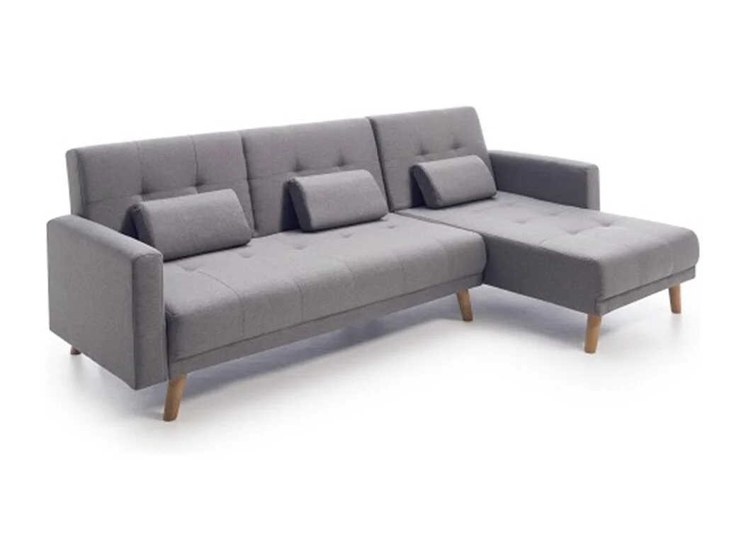 Sofá Chaise Longue de 87x263x150 cm convertible en cama con módulo reversible en gris Abu