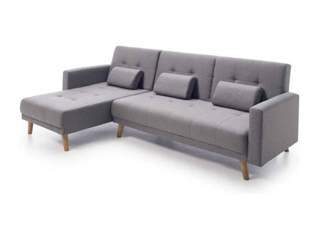 Sofá Chaise Longue de 87x263x150 cm convertible en cama con módulo reversible en gris Abu