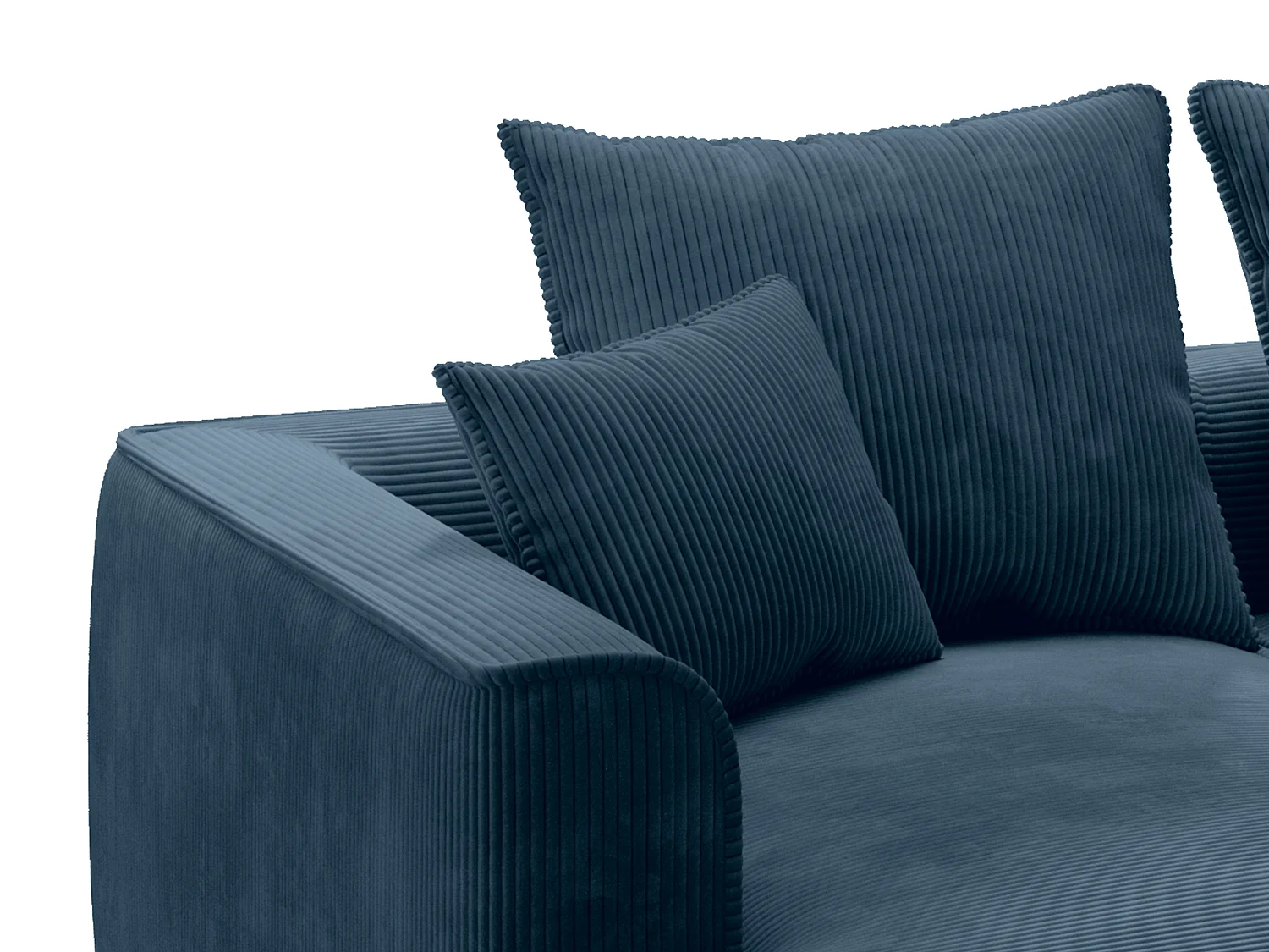 3-seters sofa med dyp sittekomfort i blå kordfløyel PINETA