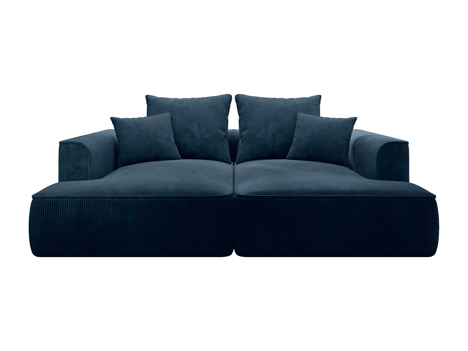 3-seters sofa med dyp sittekomfort i blå kordfløyel PINETA