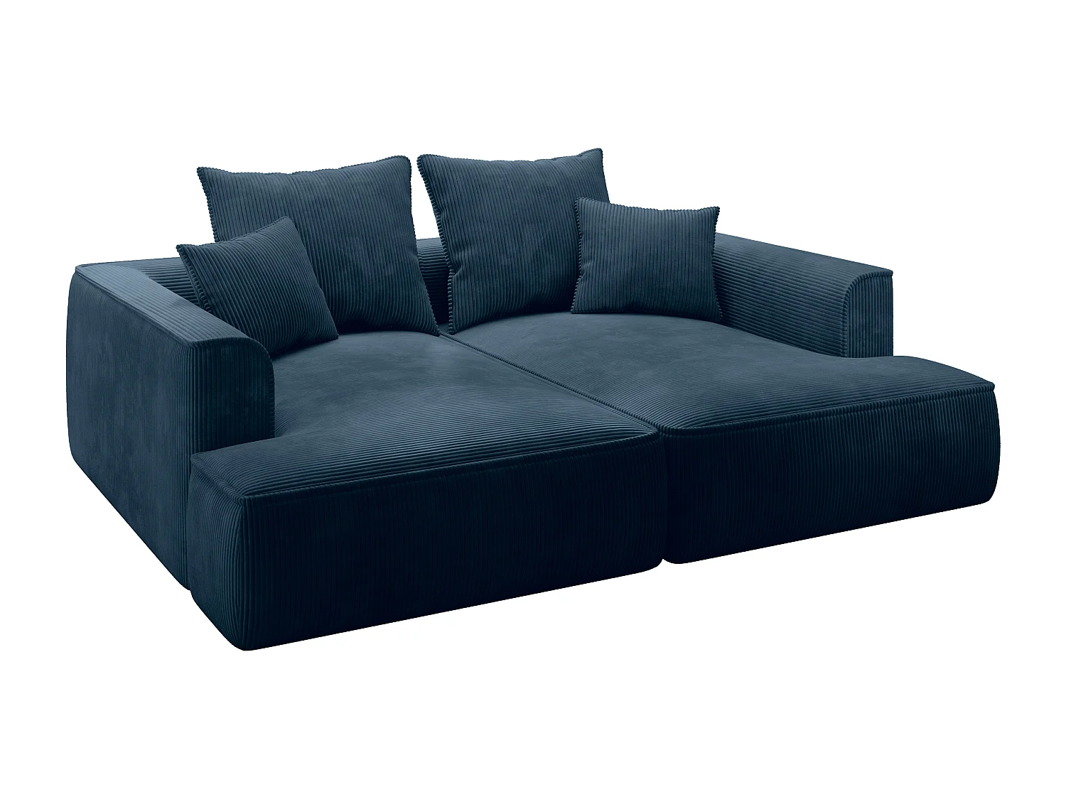 3-seters sofa med dyp sittekomfort i blå kordfløyel PINETA