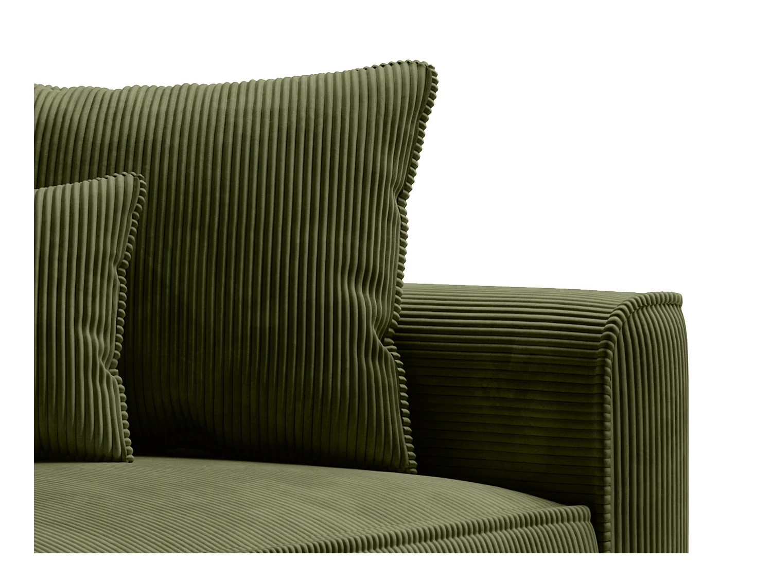 Méridienne droite en velours côtelé vert kaki PINETA