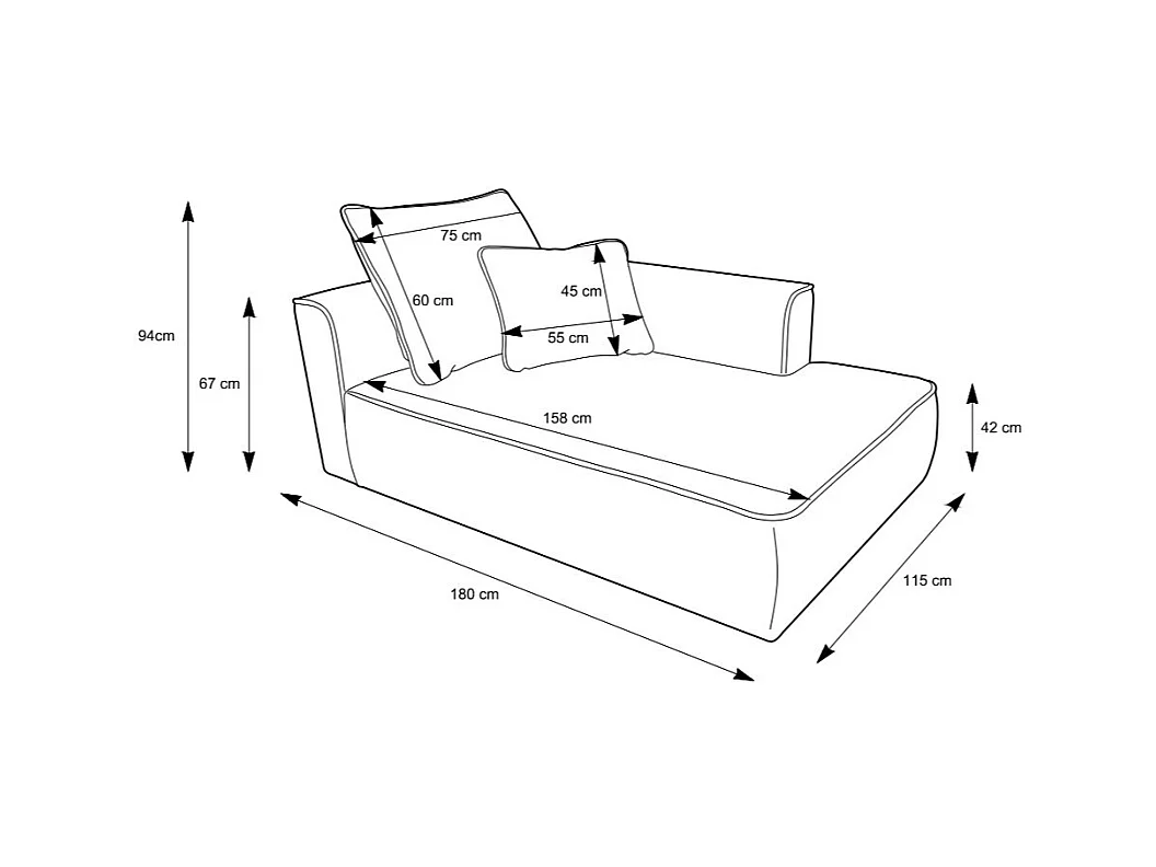 Højrevendt daybed i grøn cordfløjl PINETA