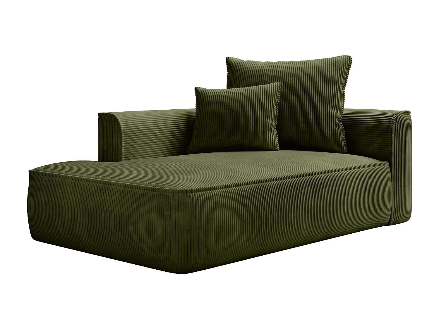 Høyrevendt dagsofa i kordfløyel, khakigrønn PINETA