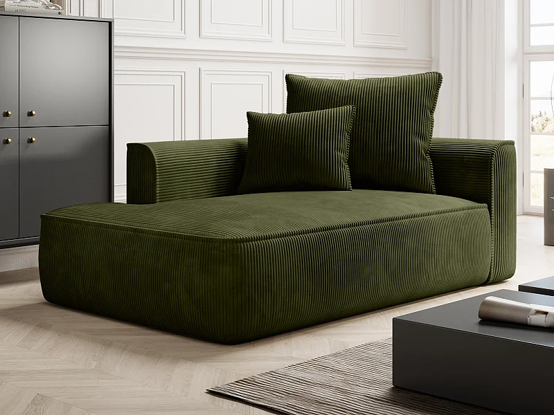 Recamiere rechtsseitig - Cord - Khaki - PINETA