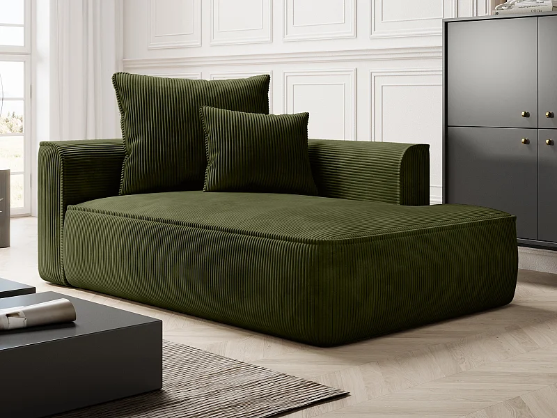 Recamiere linksseitig - Cord - Khaki - PINETA