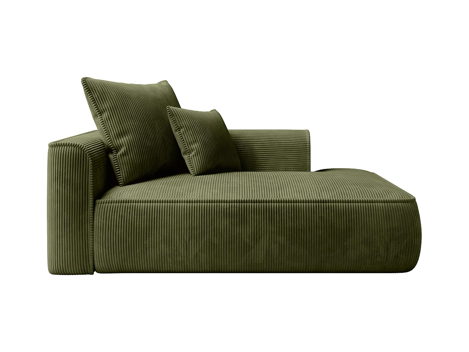 Méridienne gauche en velours côtelé vert kaki PINETA
