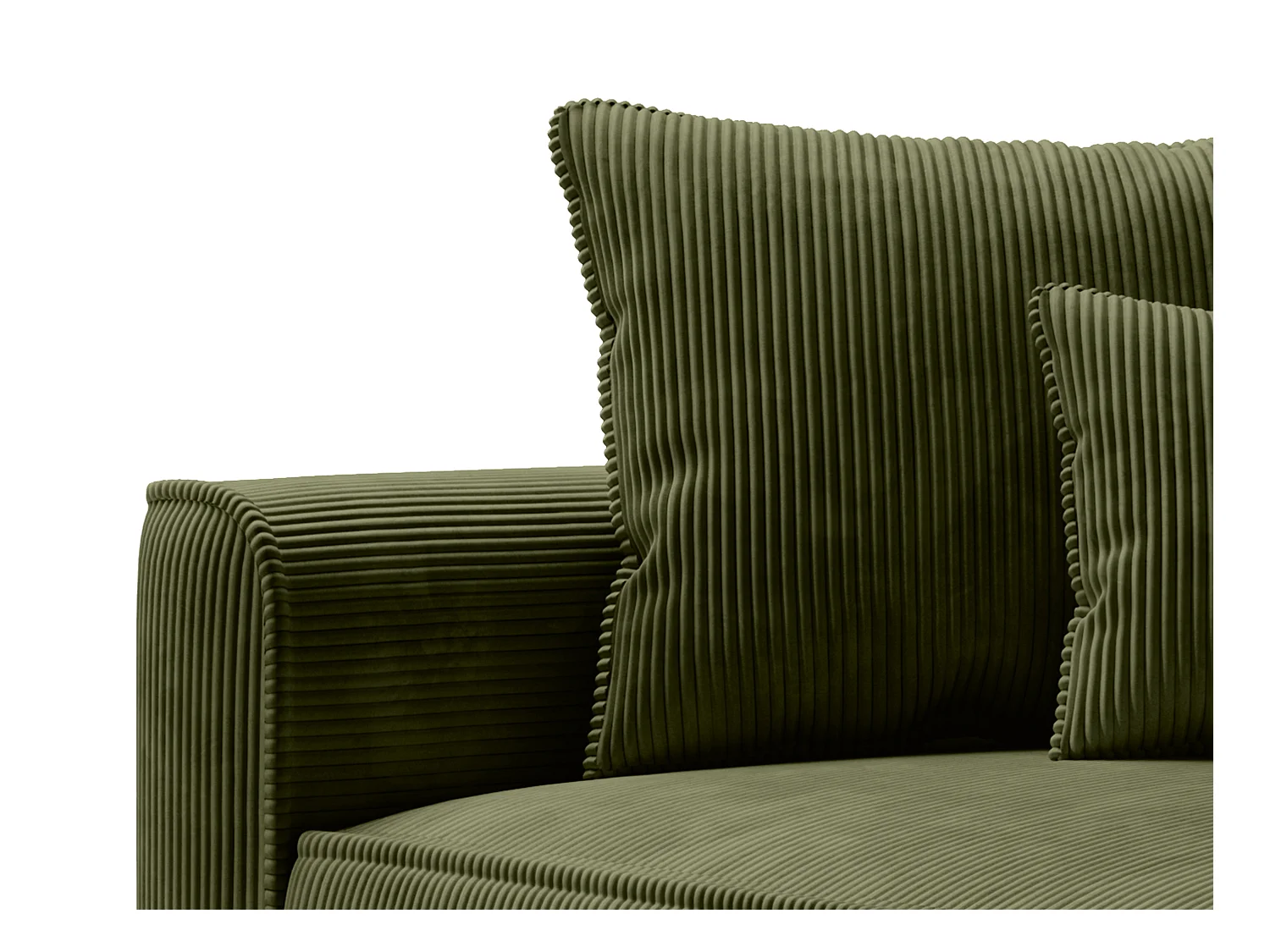 Venstre chaiselong i grøn ribfløjl PINETA